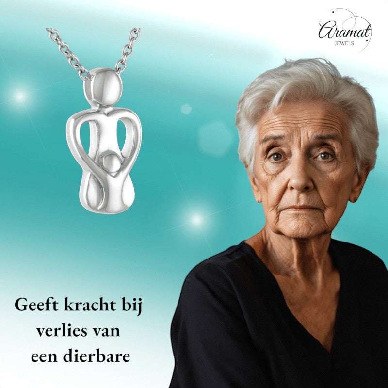 Ashanger Ouder met Kindje - Zilverkleurig RVS - hang1326 - 9828 - Gedenkhangers kopen# - 30mm - alles - ashangers