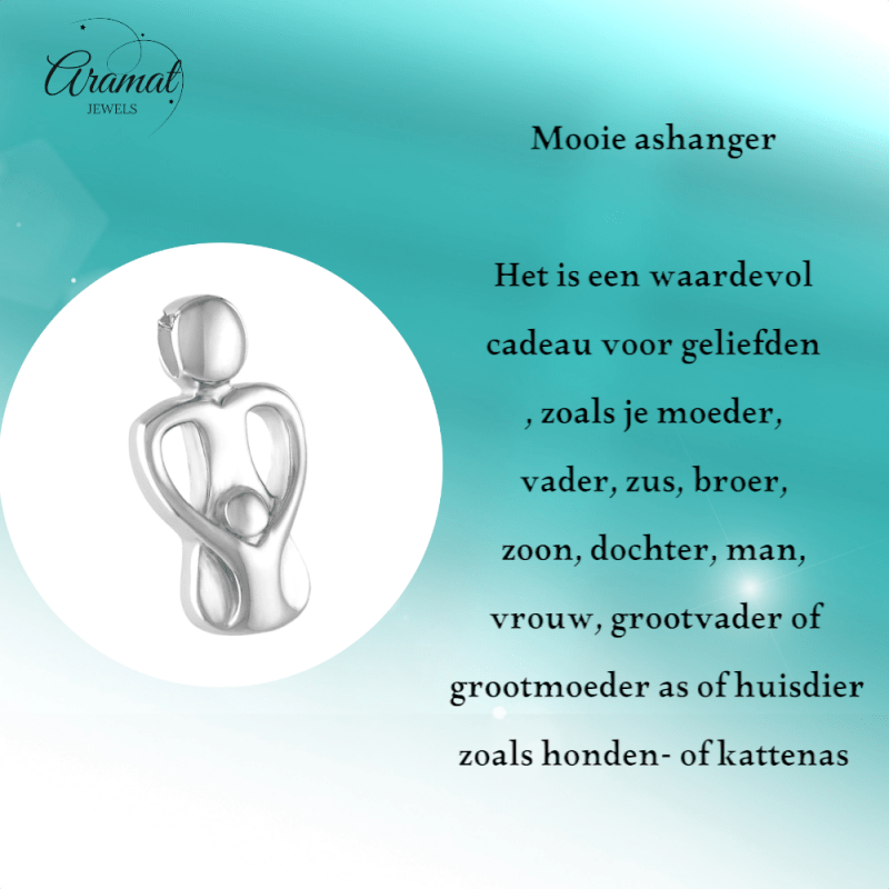 Ashanger Ouder met Kindje - Zilverkleurig RVS - hang1326 - 9828 - Gedenkhangers kopen# - 30mm - alles - ashangers