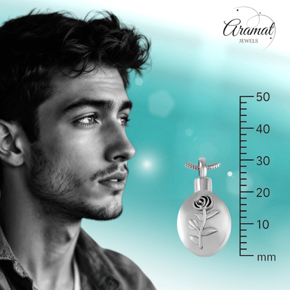 Ashanger Ovaal met Roos - Zilverkleurig RVS - hang566 - Gedenkhangers kopen# - 30mm - alles - ashangers