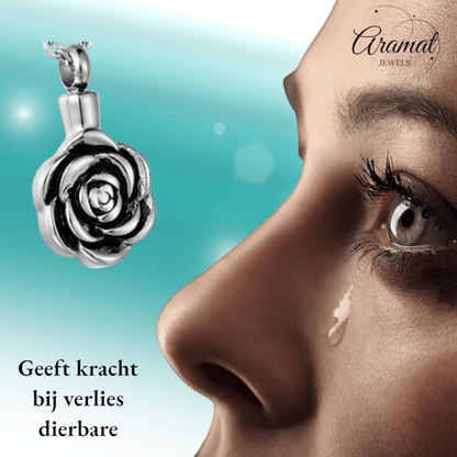 Ashanger roos zilverkleurig – gedenksieraad RVS - Aramat Jewels - Gedenkhangers - cadeautip