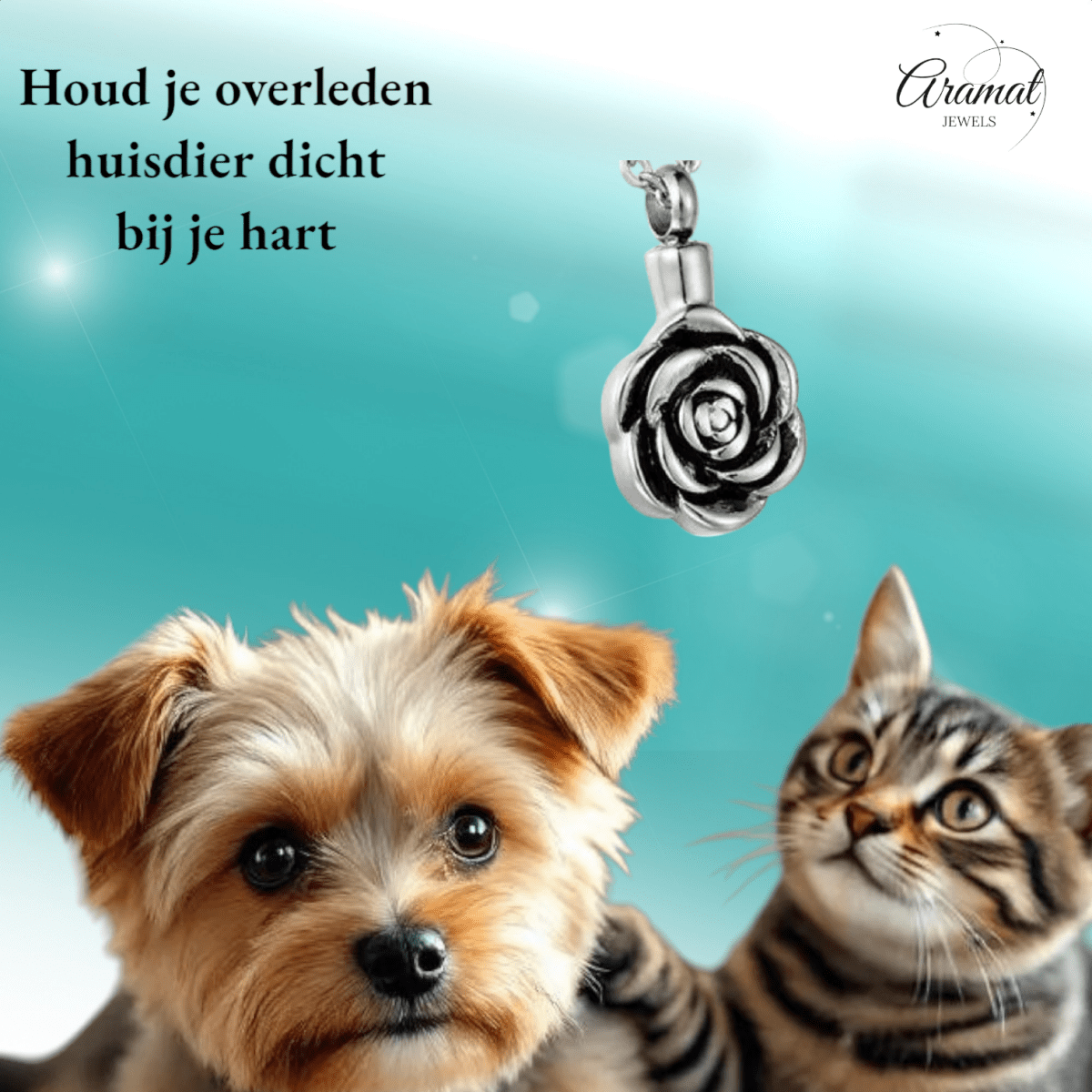 Ashanger roos zilverkleurig – gedenksieraad RVS - Aramat Jewels - Gedenkhangers - cadeautip