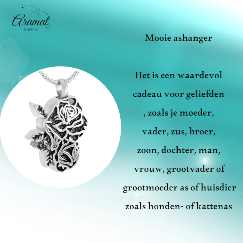 Ashanger Roos - Zilverkleurig RVS - 30x20 mm - hang533 - 9334 - Gedenkhangers kopen# - 30mm - alles - ashangers