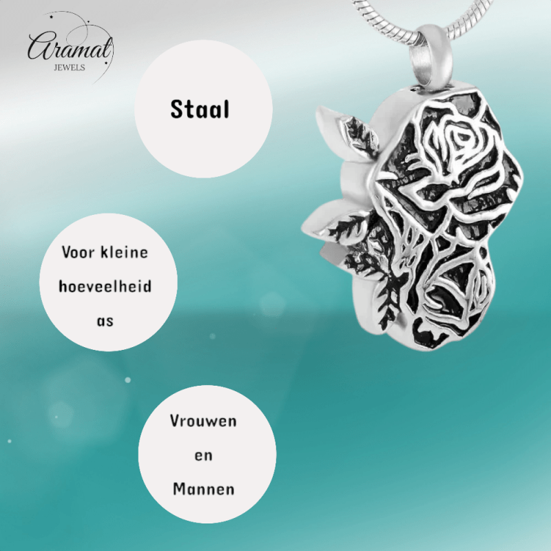 Ashanger Roos - Zilverkleurig RVS - 30x20 mm - hang533 - 9334 - Gedenkhangers kopen# - 30mm - alles - ashangers