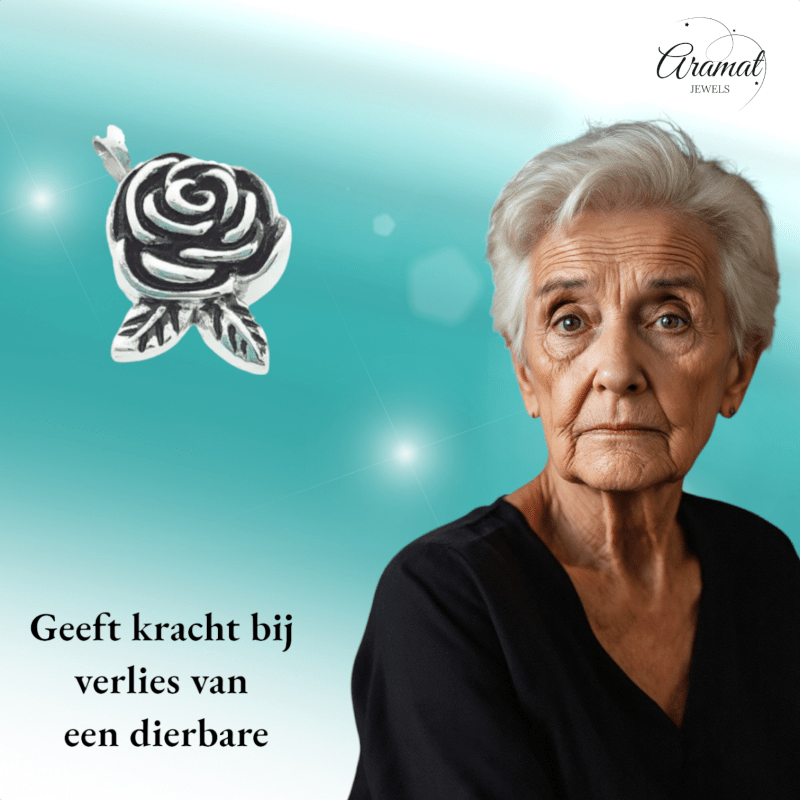 Ashanger Roosvormig met Twee Blaadjes - Zilverkleurig RVS - hang569 - Gedenkhangers kopen# - 28mm - alles - ashangers