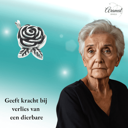 Ashanger Roosvormig met Twee Blaadjes - Zilverkleurig RVS - hang569 - Gedenkhangers kopen# - 28mm - alles - ashangers