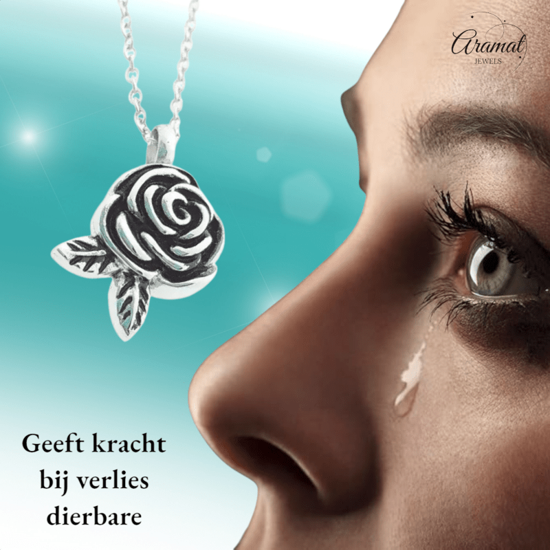 Ashanger Roosvormig met Twee Blaadjes - Zilverkleurig RVS - hang569 - Gedenkhangers kopen# - 28mm - alles - ashangers