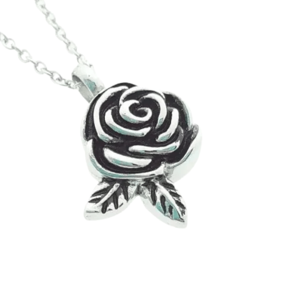 Ashanger Roosvormig met Twee Blaadjes - Zilverkleurig RVS - hang569 - Gedenkhangers kopen# - 28mm - alles - ashangers