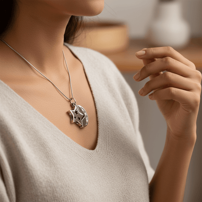 Ashanger Ster en Maan - Zilverkleurig RVS met Abalone - Aramat Jewels - Gedenkhangers - cadeautip