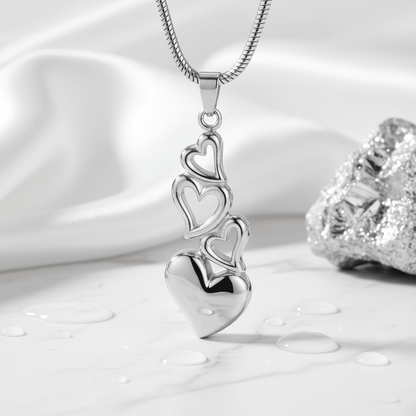 Ashanger vier harten – symbolisch rouwsieraad staal - Aramat Jewels - Gedenkhangers - cadeautip