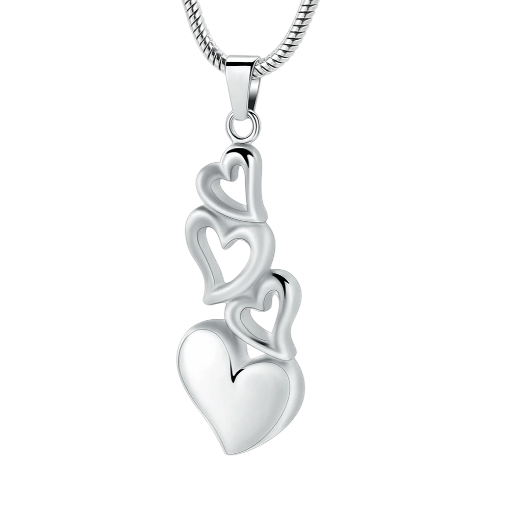 Ashanger vier harten – symbolisch rouwsieraad staal - Aramat Jewels - Gedenkhangers - cadeautip