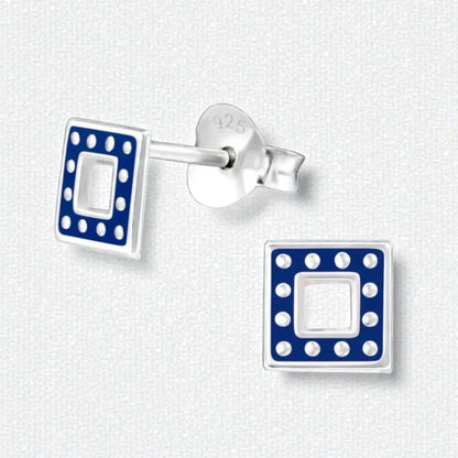 Bali Oorbellen 925 Zilver - Vierkant Donker Blauw - Aramat Jewels - Oorbellen - cadeautip