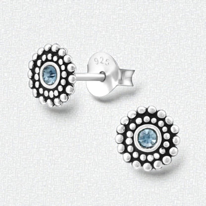 Bali Oorbellen Licht Blauw Kristal | 925 Zilver - Aramat Jewels - Oorbellen - cadeautip