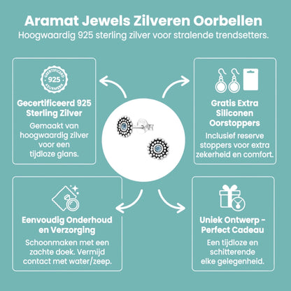 Bali Oorbellen Licht Blauw Kristal | 925 Zilver - Aramat Jewels - Oorbellen - cadeautip