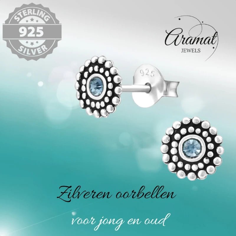 Bali Oorbellen Licht Blauw Kristal | 925 Zilver - oor1058 - 29351 - Oorbellen kopen# - 6mm - 925 Zilver - alles