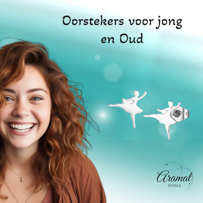 Ballerina Oorstekers RVS – Zilverkleur 11mm - Aramat Jewels - Oorbellen - cadeautip