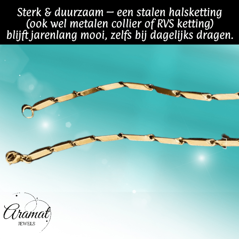 Bamboo Ketting in Goudkleurig Staal - Aramat Jewels - Halskettingen - cadeautip