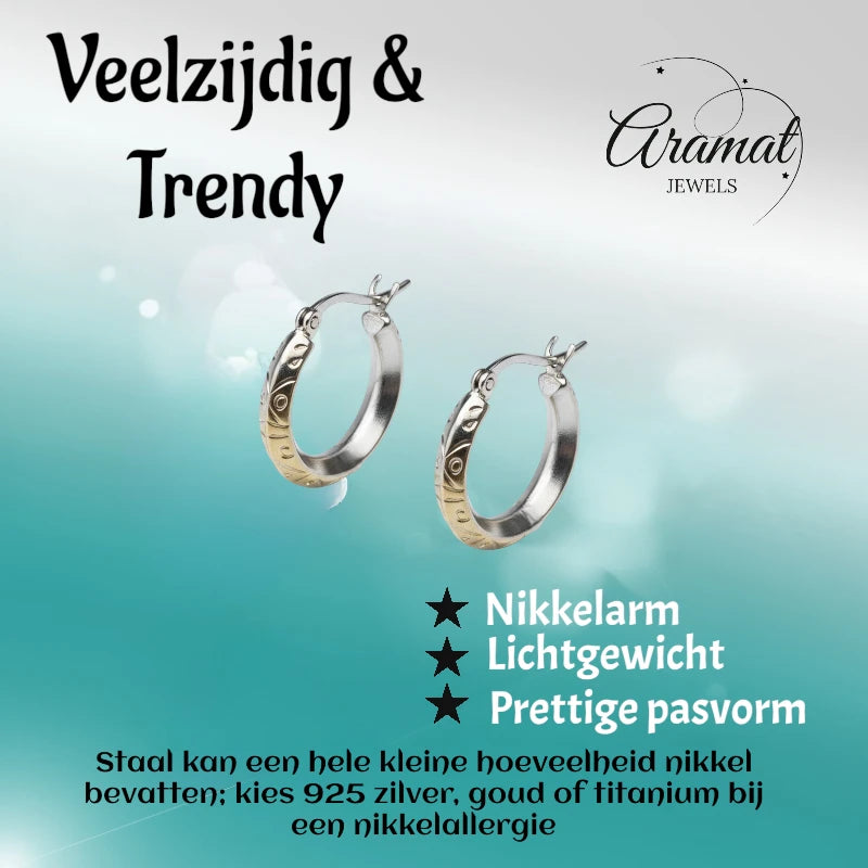 Oorringen – RVS Mat Zilverkleur Fantasie (20mm)