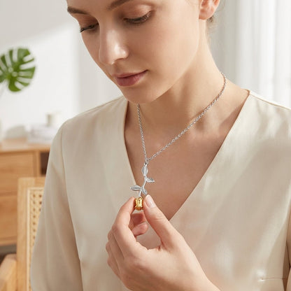 Bicolor RVS Ashanger Roos 45x23mm - Aramat Jewels - Gedenkhangers - cadeautip