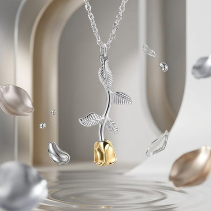 Bicolor RVS Ashanger Roos 45x23mm - Aramat Jewels - Gedenkhangers - cadeautip