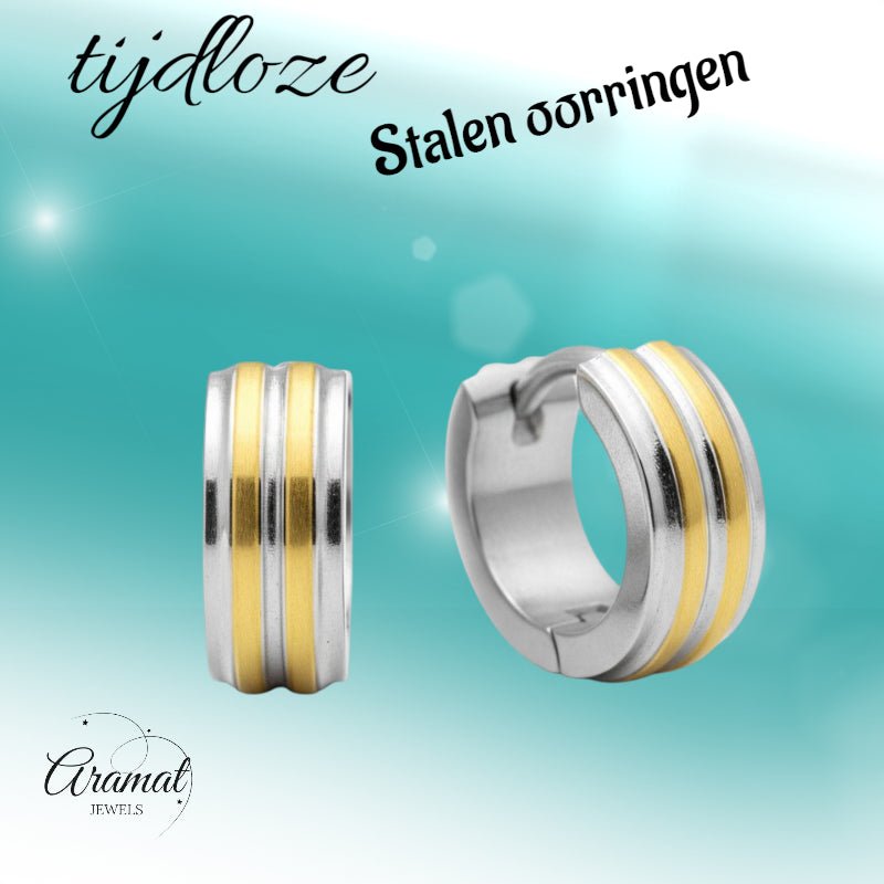 Bicolor RVS Klap creolen voor Kinderen 10mm - Aramat Jewels - Oorringen - cadeautip
