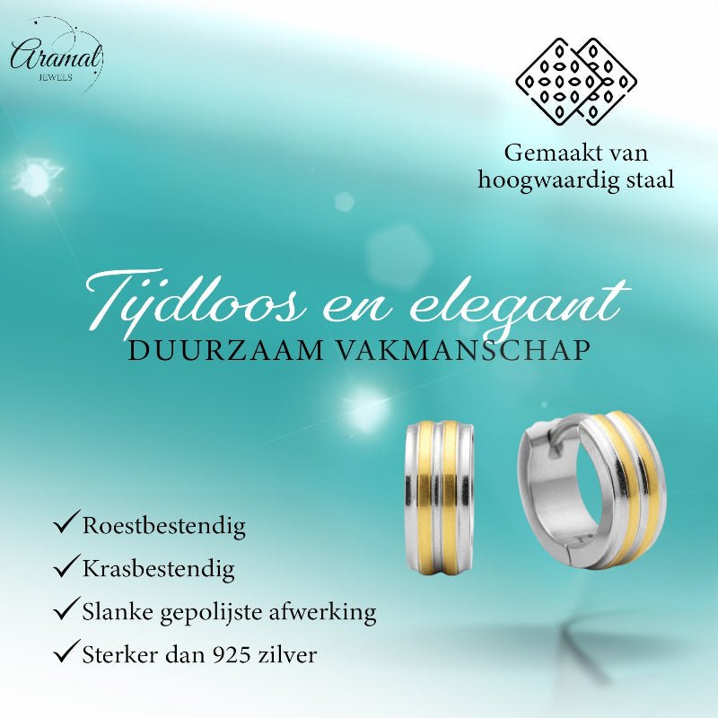 Bicolor RVS Klap creolen voor Kinderen 10mm - Aramat Jewels - Oorringen - cadeautip