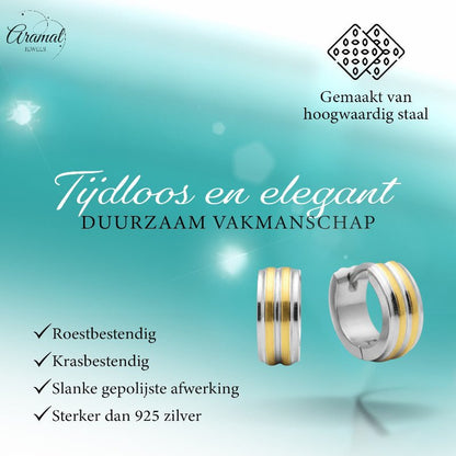 Bicolor RVS Klap creolen voor Kinderen 10mm - Aramat Jewels - Oorringen - cadeautip