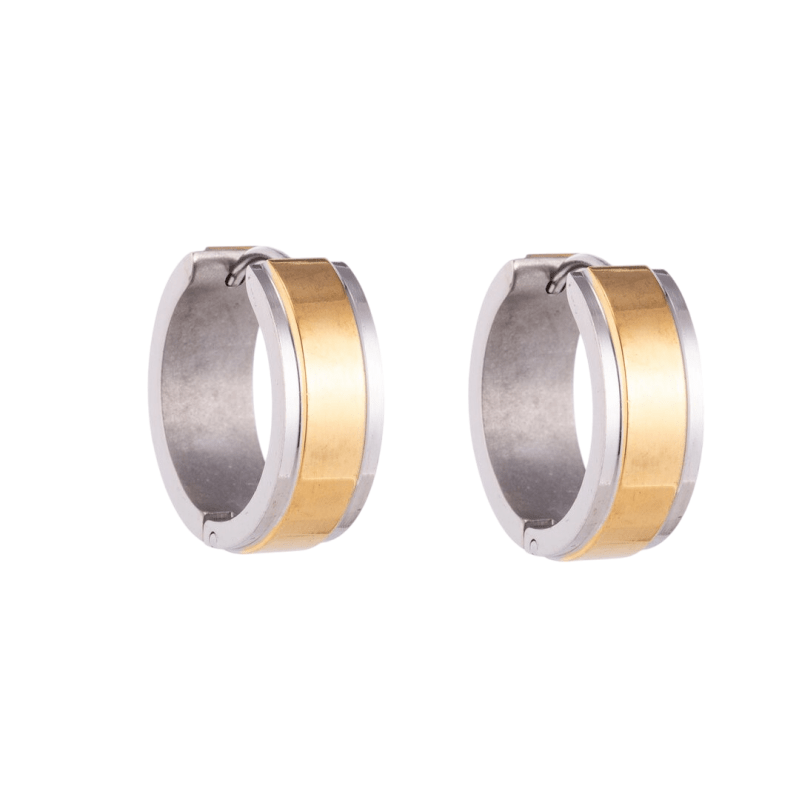 Bicolor RVS Oorringen met Goudkleurige Streep 13x7mm - oor5818 - se28070 - Oorringen kopen# - 13mm - 7mm - alles
