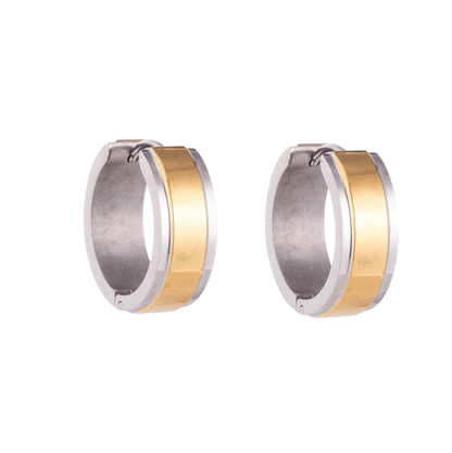 Bicolor RVS Oorringen met Goudkleurige Streep 13x7mm - oor5818 - se28070 - Oorringen kopen# - 13mm - 7mm - alles