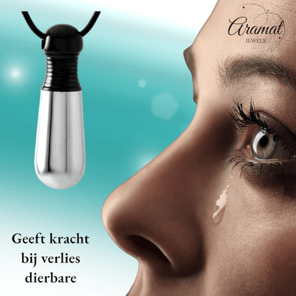 Bicolor stalen ashanger buis – zwart & zilver 38mm - Aramat Jewels - Gedenkhangers - cadeautip