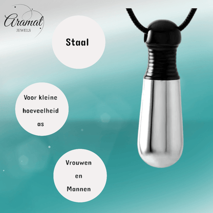 Bicolor stalen ashanger buis – zwart & zilver 38mm - Aramat Jewels - Gedenkhangers - cadeautip