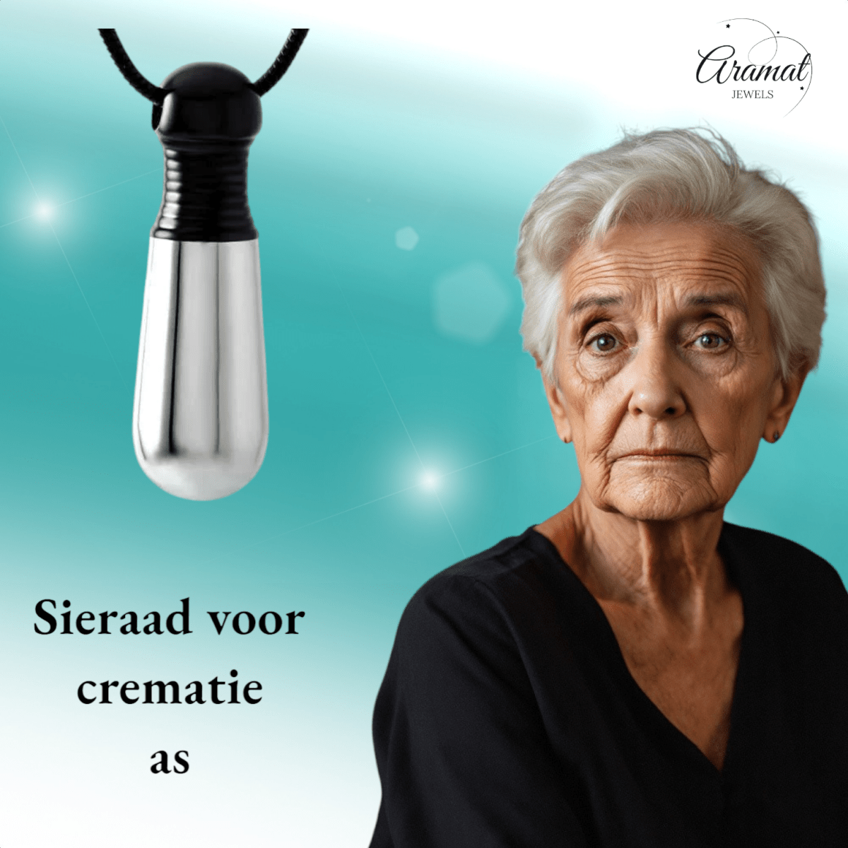 Bicolor stalen ashanger buis – zwart & zilver 38mm - Aramat Jewels - Gedenkhangers - cadeautip