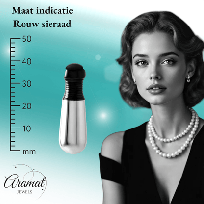 Bicolor stalen ashanger buis – zwart & zilver 38mm - Aramat Jewels - Gedenkhangers - cadeautip