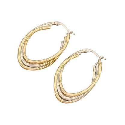 Bicolor Triple Oorringen Ovaal 38x6mm – Goud & Zilver - oor6287 - 49844 - Oorringen kopen# - 35mm - alles - bicolor