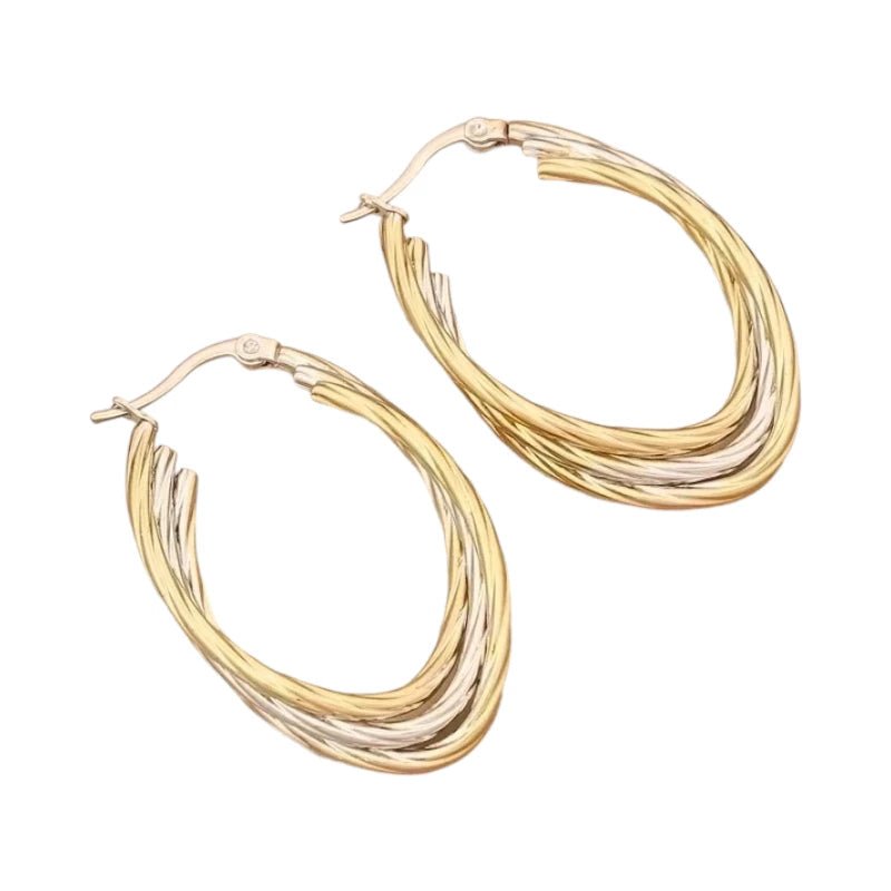 Bicolor Triple Oorringen Ovaal 38x6mm – Goud & Zilver - oor6287 - 49844 - Oorringen kopen# - 35mm - alles - bicolor