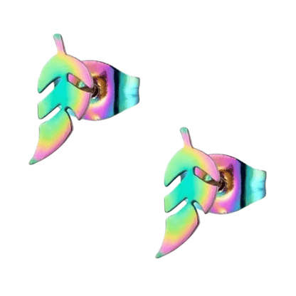 Bladvormige Oorbellen – RVS – 5x13 mm – Uniseks Regenboogkleur - oor151 - Oorbellen kopen# - 13mm - alles - blad