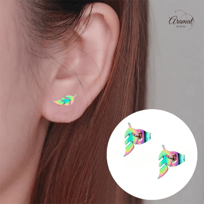 Bladvormige Oorbellen – RVS – 5x13 mm – Uniseks Regenboogkleur - oor151 - Oorbellen kopen# - 13mm - alles - blad