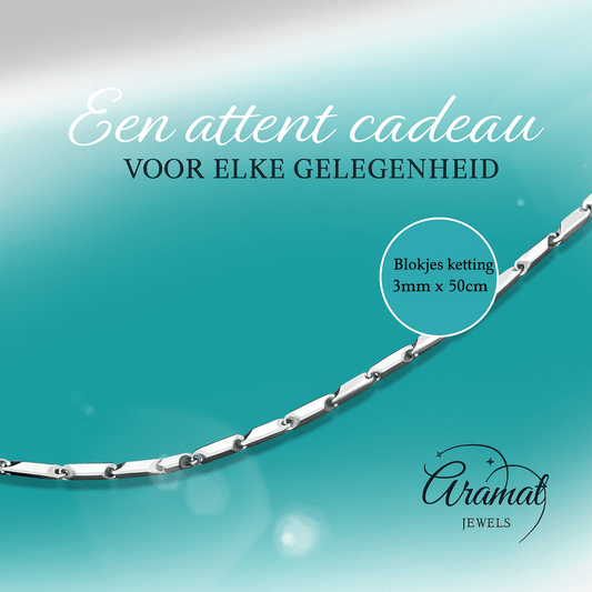 Blokjes Schakelketting 50cm – Bamboo RVS - Aramat Jewels - Halskettingen - cadeautip