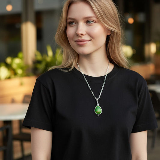 Bohemien Groene Gemarmerde Ketting - Aramat Jewels - Halskettingen - cadeautip