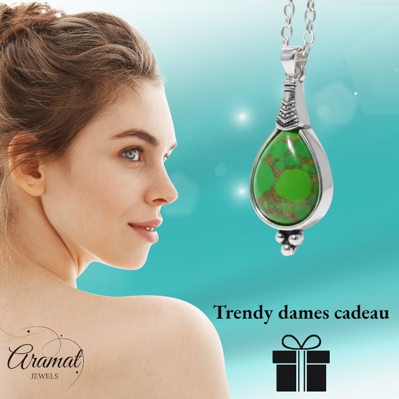 Bohemien Groene Gemarmerde Ketting - Aramat Jewels - Halskettingen - cadeautip
