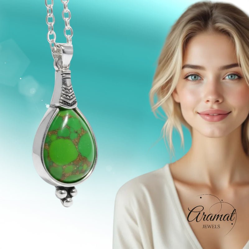 Bohemien Groene Gemarmerde Ketting - Aramat Jewels - Halskettingen - cadeautip