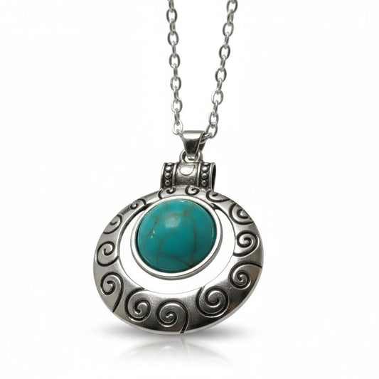Bohemien Halsketting met Turquoise Steen - Aramat Jewels - Halskettingen - cadeautip