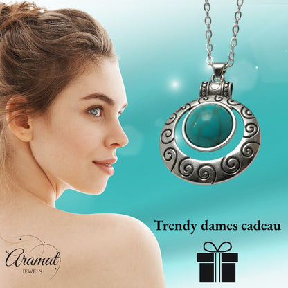 Bohemien Halsketting met Turquoise Steen - Aramat Jewels - Halskettingen - cadeautip
