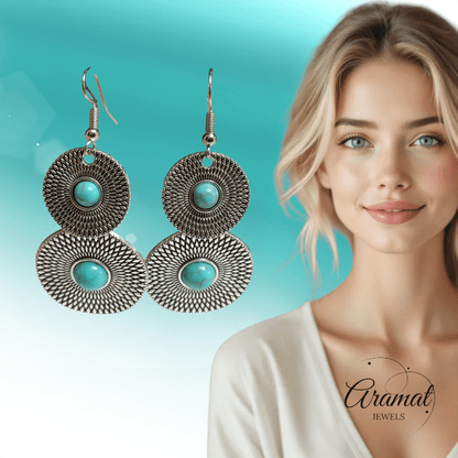 Bohemien Oorhangers met Dubbele Cirkels - oor6029 - Oorhangers kopen# - 65mm - alles - bali