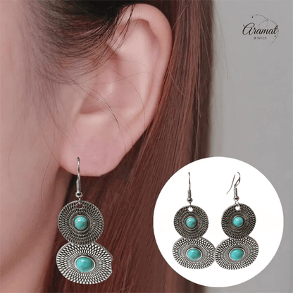 Bohemien Oorhangers met Dubbele Cirkels - oor6029 - Oorhangers kopen# - 65mm - alles - bali