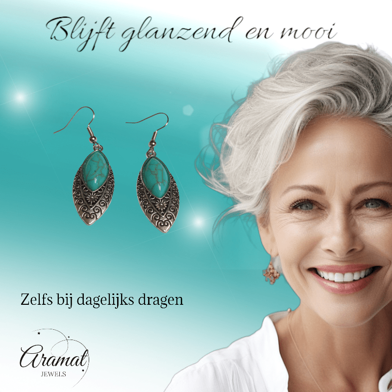 Bohemien Oorhangers met Ovale Hanger - oor6025 - Oorhangers kopen# - 55mm - alles - bali