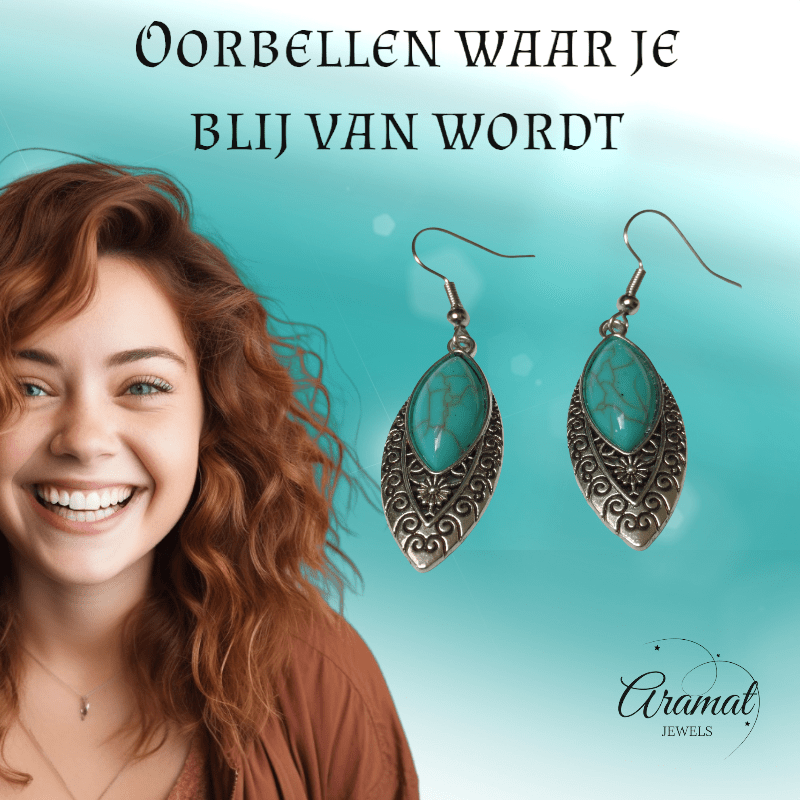 Bohemien Oorhangers met Ovale Hanger - oor6025 - Oorhangers kopen# - 55mm - alles - bali