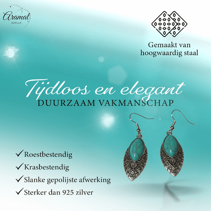 Bohemien Oorhangers met Ovale Hanger - oor6025 - Oorhangers kopen# - 55mm - alles - bali