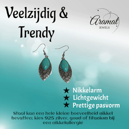 Bohemien Oorhangers met Ovale Hanger - oor6025 - Oorhangers kopen# - 55mm - alles - bali