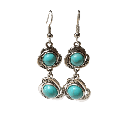 Boho Bloem Oorhangers met Lichtblauwe Steen | Oorbellen