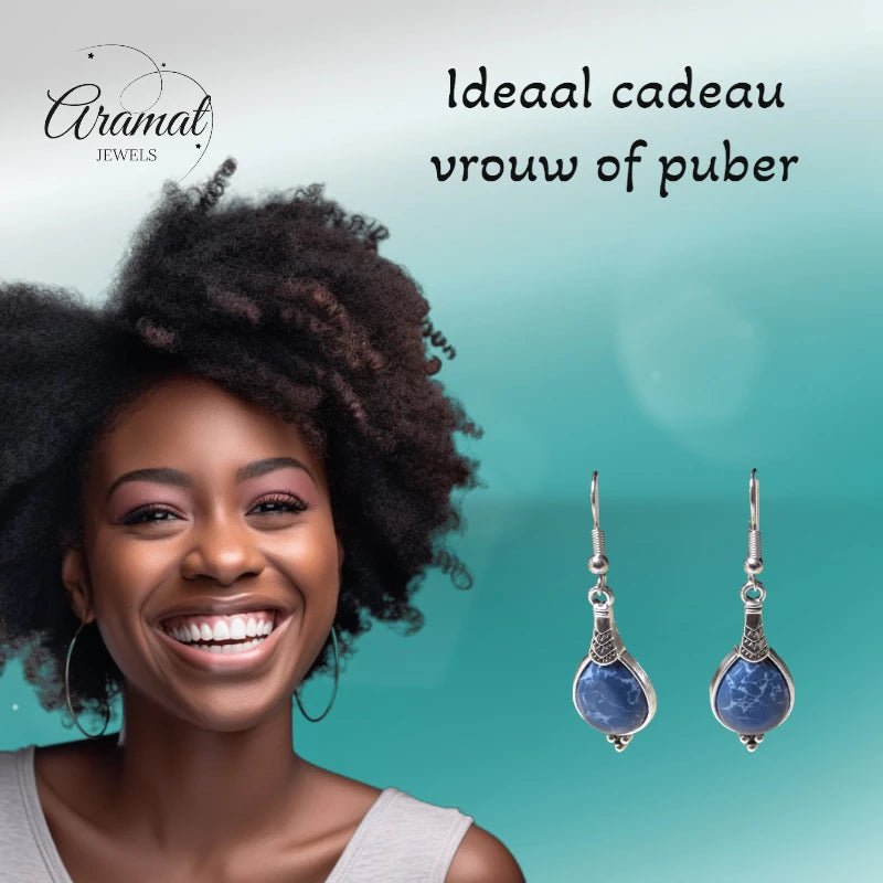 Boho Druppel Oorhangers Donkerblauw vrouw - oor6031 - Oorhangers kopen# - 50mm - alles - bali